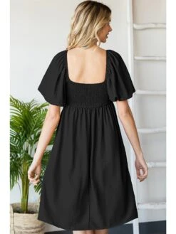 Short Puff Sleeve Dress 5 Short Puff Sleeve Dress -Skechers Store 30726 BLACK l