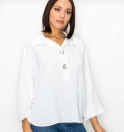 Dolman Sleeve Rounded Hem Top -Skechers Store 30811 OFFWHT l