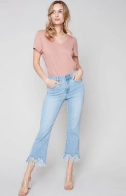 Jean With Feathered Trim -Skechers Store 32083 LTBLUE l