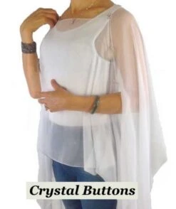 Six Crystal Button Poncho -Skechers Store 32314 SWH l