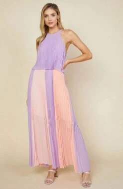 Pleated Halter Maxi Dress