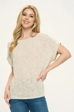 Slub Knit Top -Skechers Store 32700 OATMEAL l