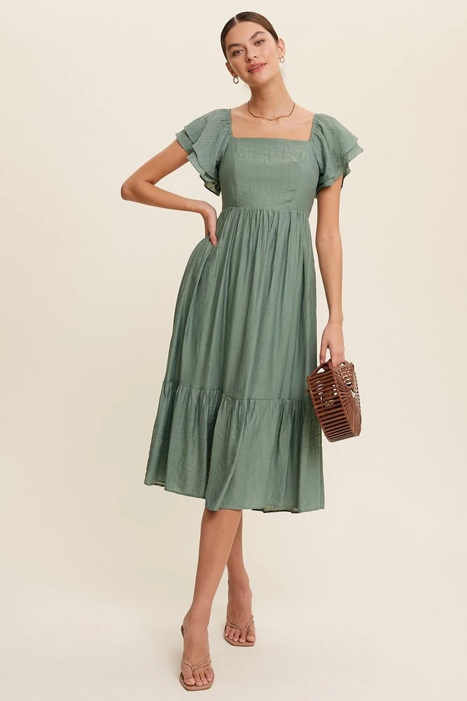 Square Neck Ruffled Maxi Dress 1 Square Neck Ruffled Maxi Dress