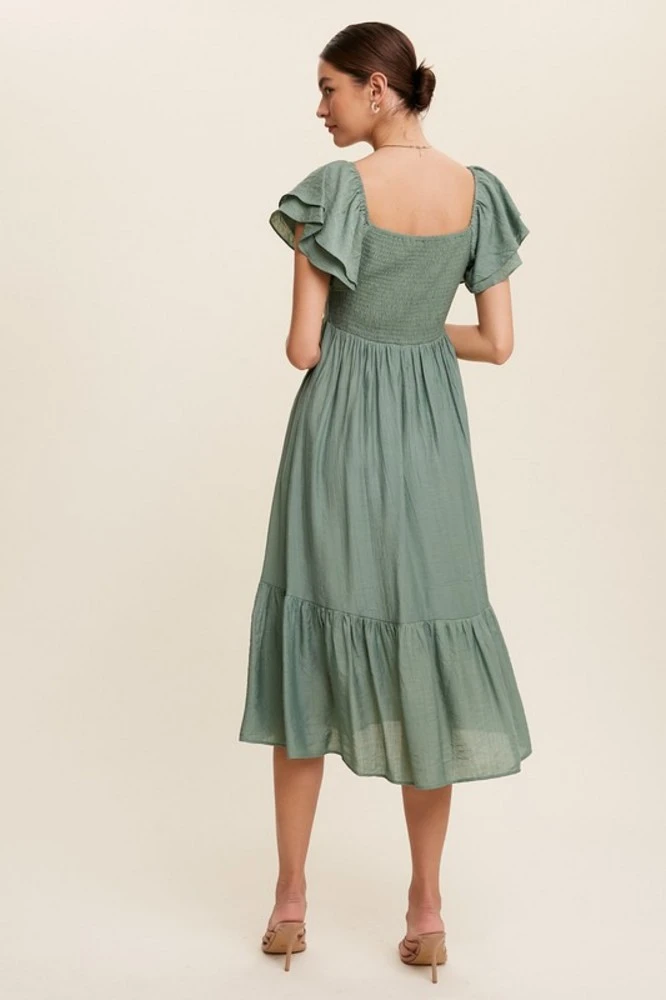 Square Neck Ruffled Maxi Dress 2 Square Neck Ruffled Maxi Dress - Image 2
