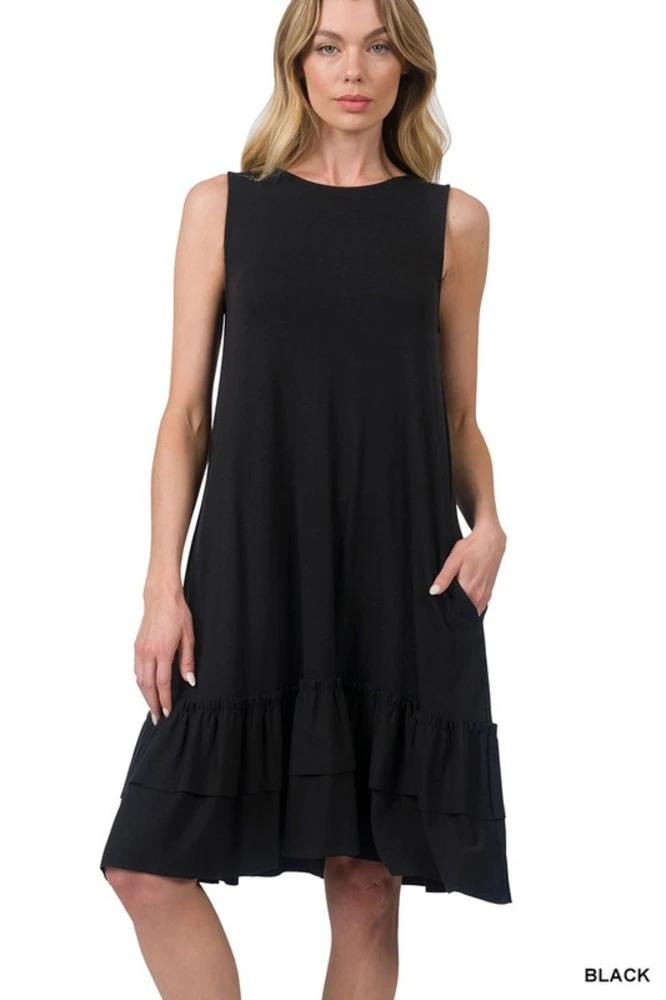 Sleeveless Ruffle Hem Dress 1 Sleeveless Ruffle Hem Dress